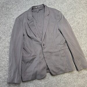 Zara Blazer Mens XL Gray Unstructured Comfort Jacket Knit Stretch One Button